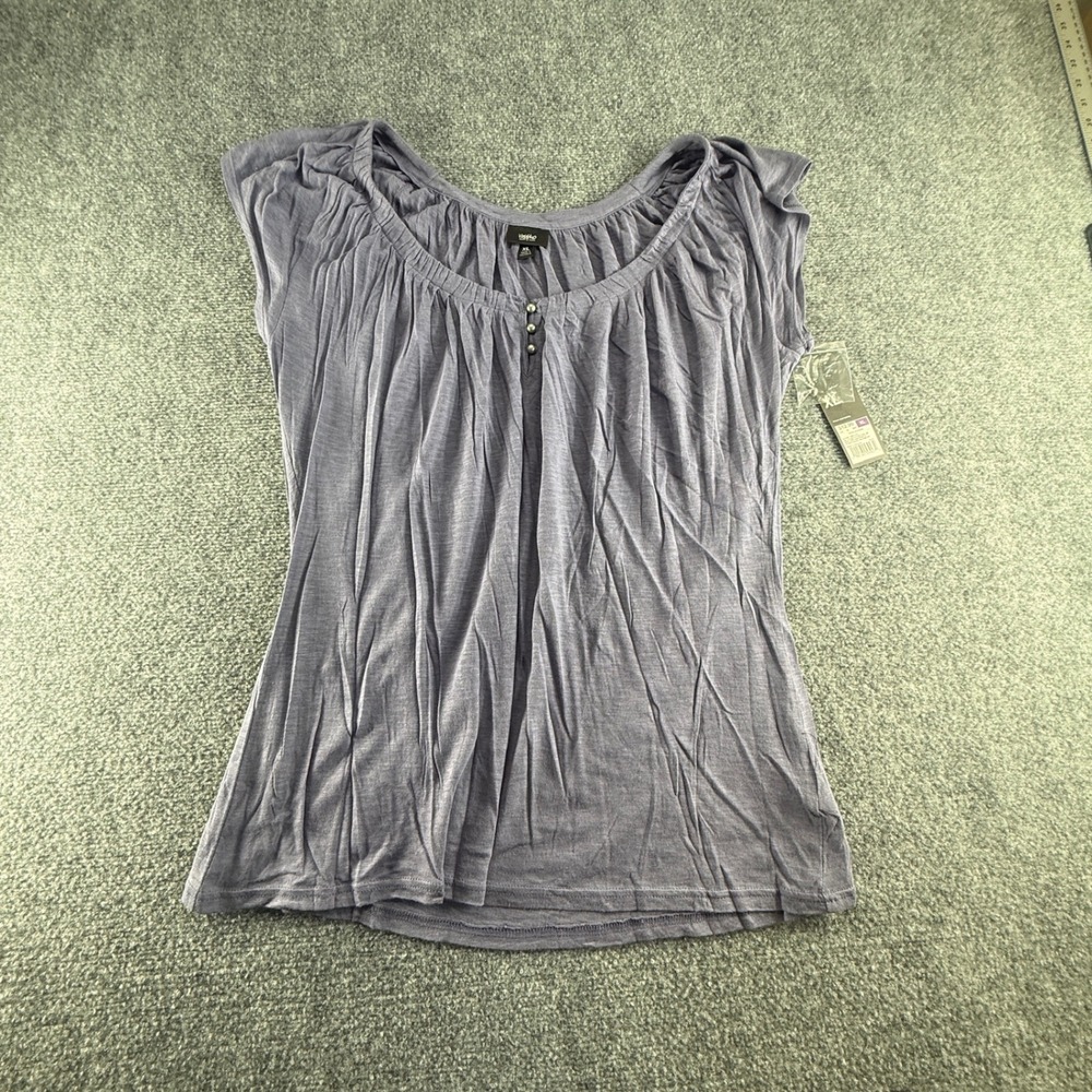 Mossimo Womens Tissue Slub Henley Tee Blue Short Sleeve Scoop Neck XL NWT